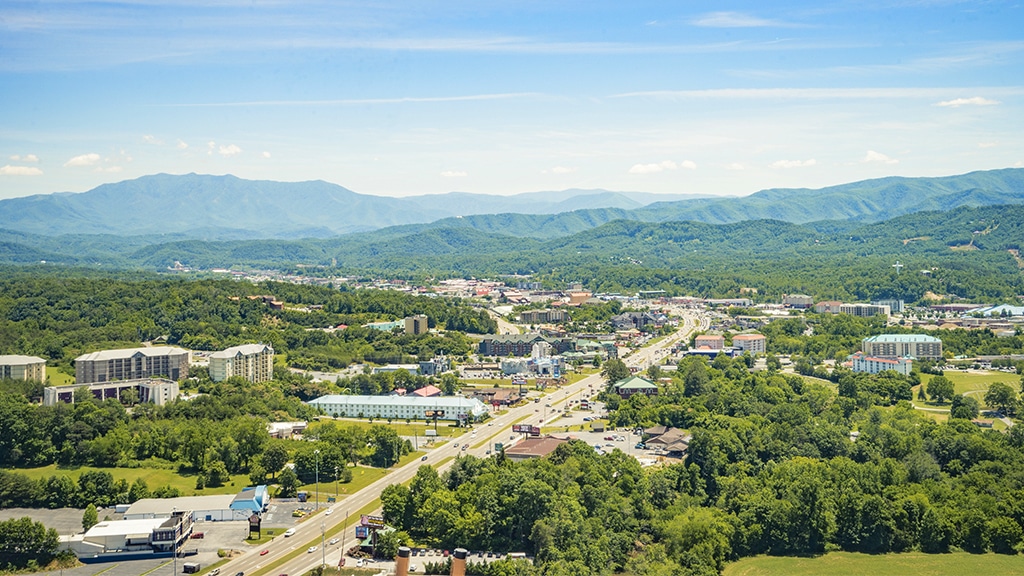 Aerial-View-Parkway-in-Pigeon-Forge - My Pigeon Forge